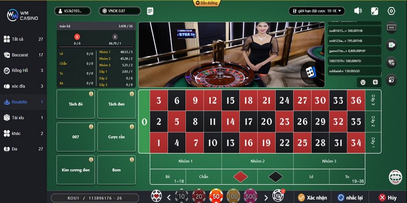 Tham gia vòng quay Roulette cùng sảnh cược WM Gaming 77WIN